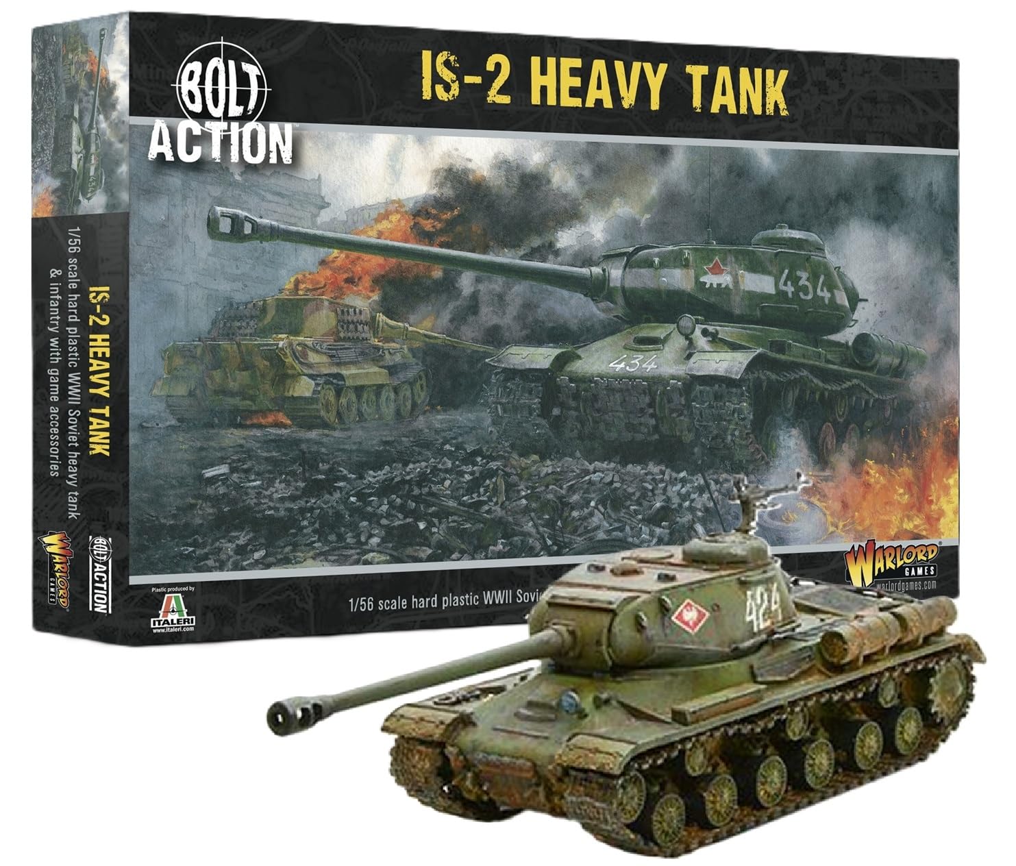 Warlord Games Black Is-2 Heavy Tank - 1:56 / 28Mm Plastic Scale Model Tank For Bolt Action Highly Detailed World War 2 Miniatures