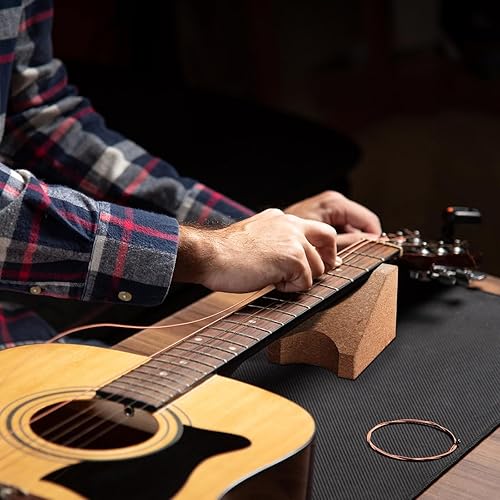 Miniatura 5 de Facmogu Paquete de 2 reposa-cuello para guitarra, soporte de cuello de guitarra de corcho natural, almohada de cuna de cuello de guitarra,