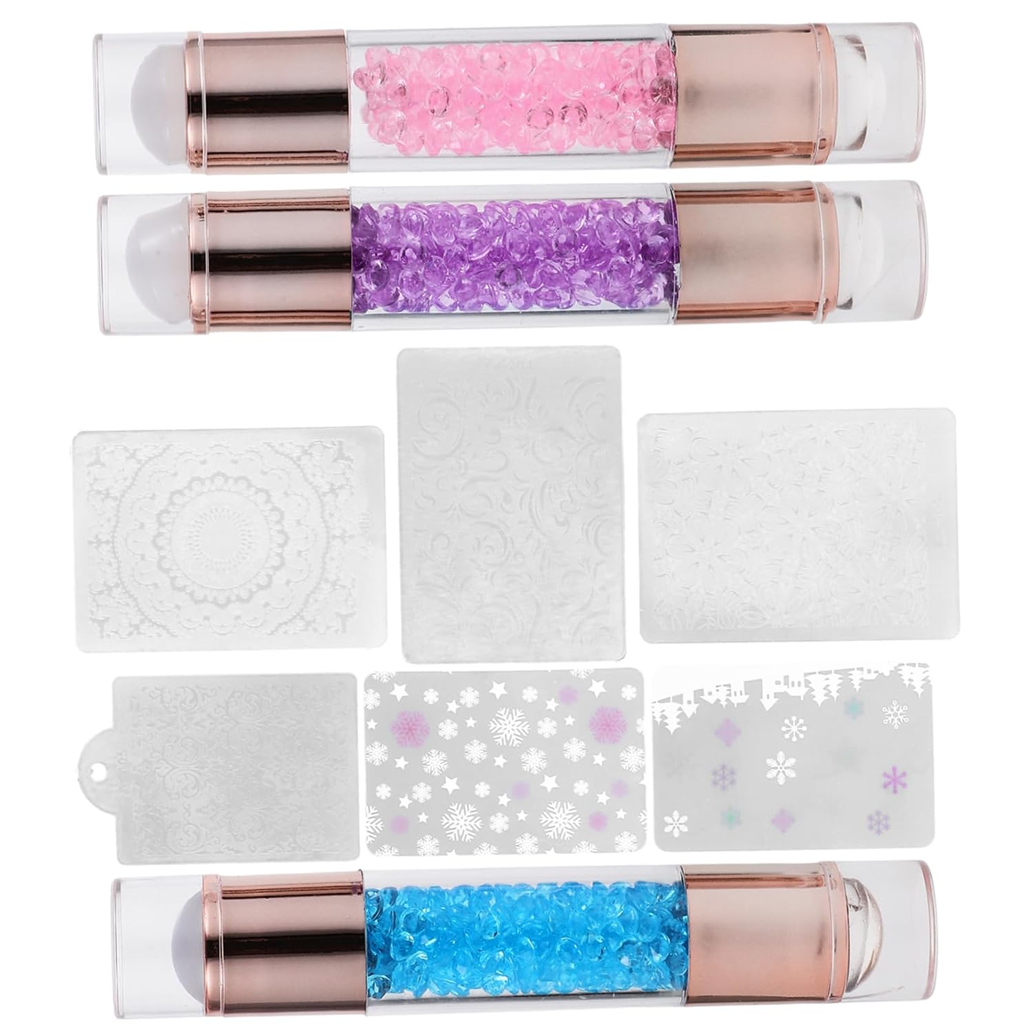 3pcs Diy Stamper Manicure Supplies Double-headed Nail Art Stamping Tool