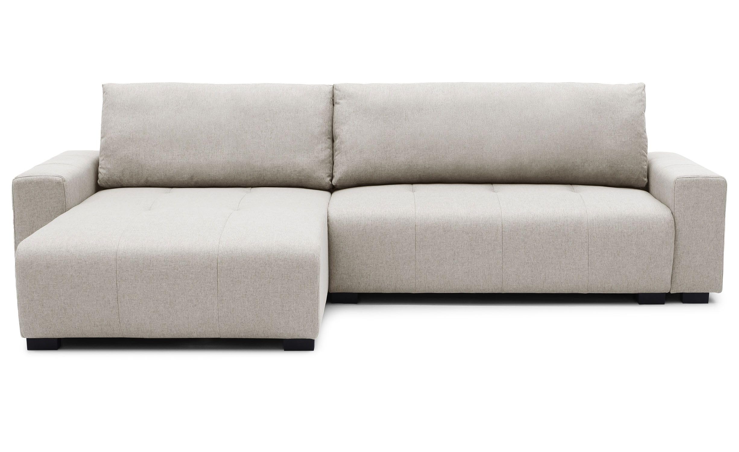 Menzzo Canapé d’Angle Convertible Malone en Tissu Beige – 5 Places – Angle réversible avec Coffre de Rangement – Grand canapé Design Moderne et Confortable