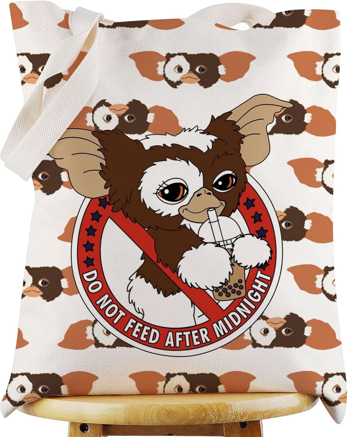 WZMPA Funny Gizmo Tote Bag Thrilling Movie Fans Gift Do Not Feed After Midnight Reusable Grocery Bag Gizmo Monster Merch