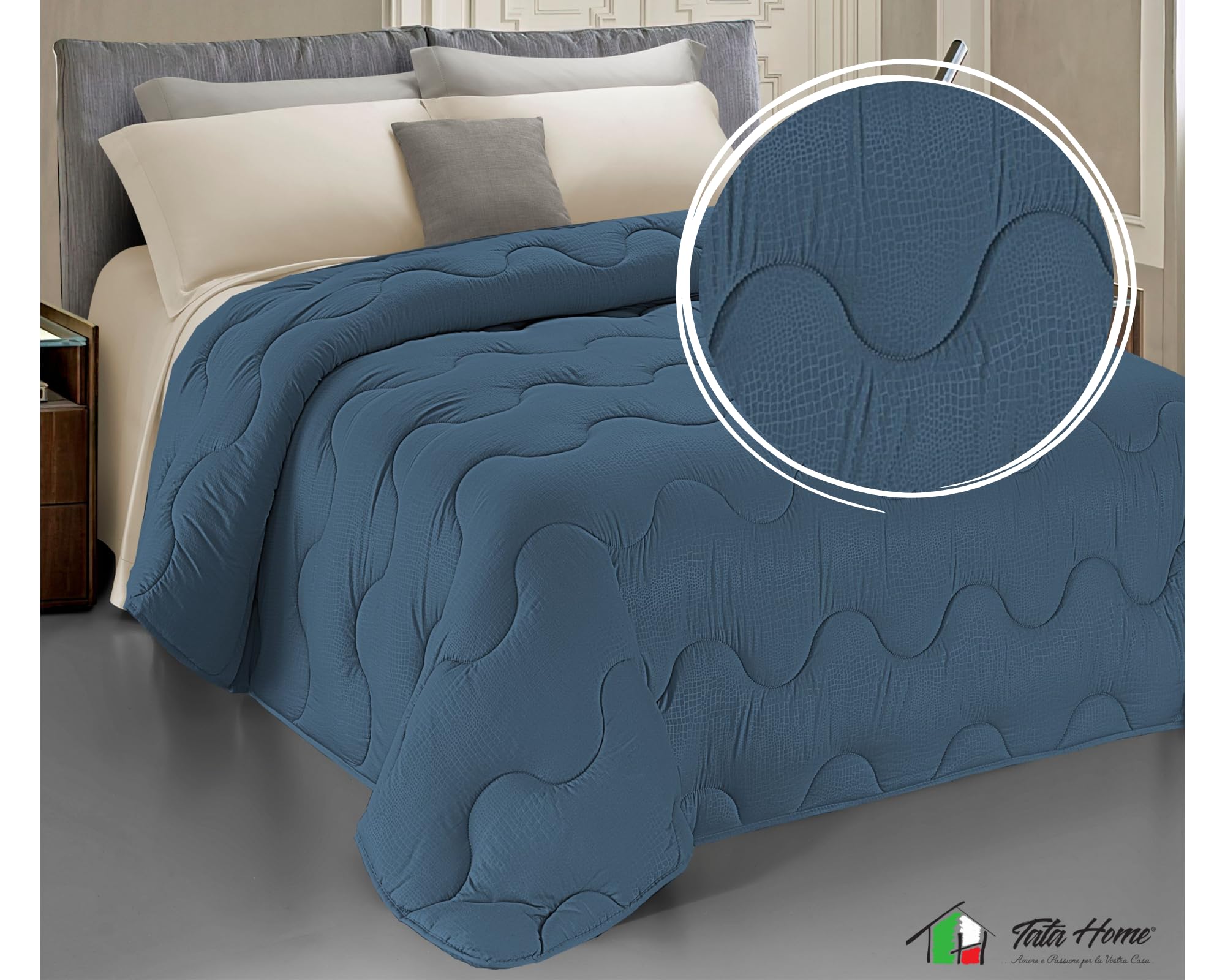 Vittoria Grigio Trapunta Invernale Scaldanotti Morbida microfibra Made In Italy - Maresca Home Decor
