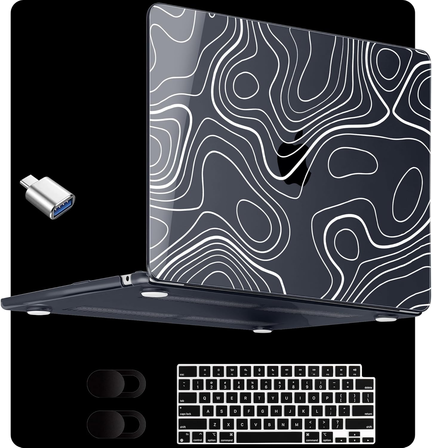 MEEgoodo for M5/M4/M3/M2 MacBook Air 13.6 inch Case 2026 2025 2024 2022(Fit Model A3449 A3240/A3113/A2681), Clear Laptop Shell Cases for MacBook Air 13-inch, Topographic Map