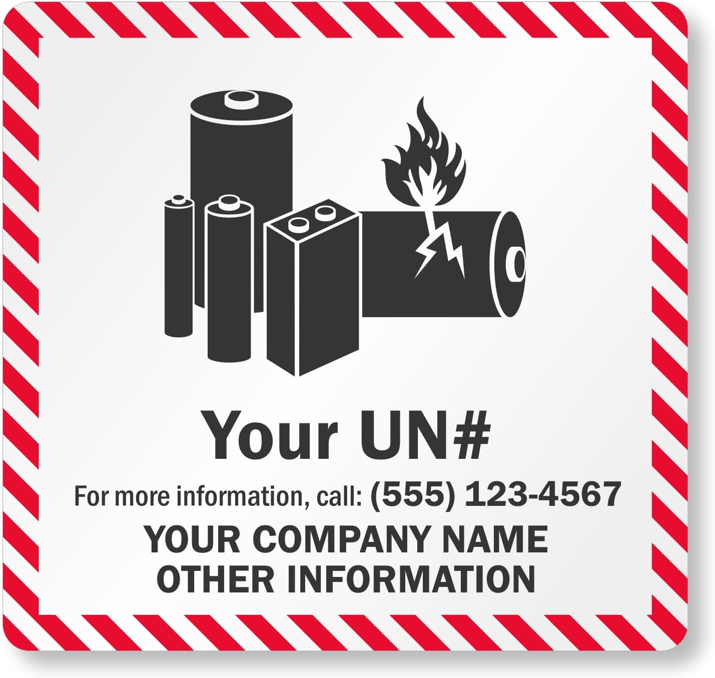 SmartSign Custom Lithium Battery Mark Labels - 100/Roll, 4.5" x 4.75" Shipping Labels for Business, Add UN#, Company Name & Details, Semi-Gloss Paper, Permanent Adhesive, Made in USA