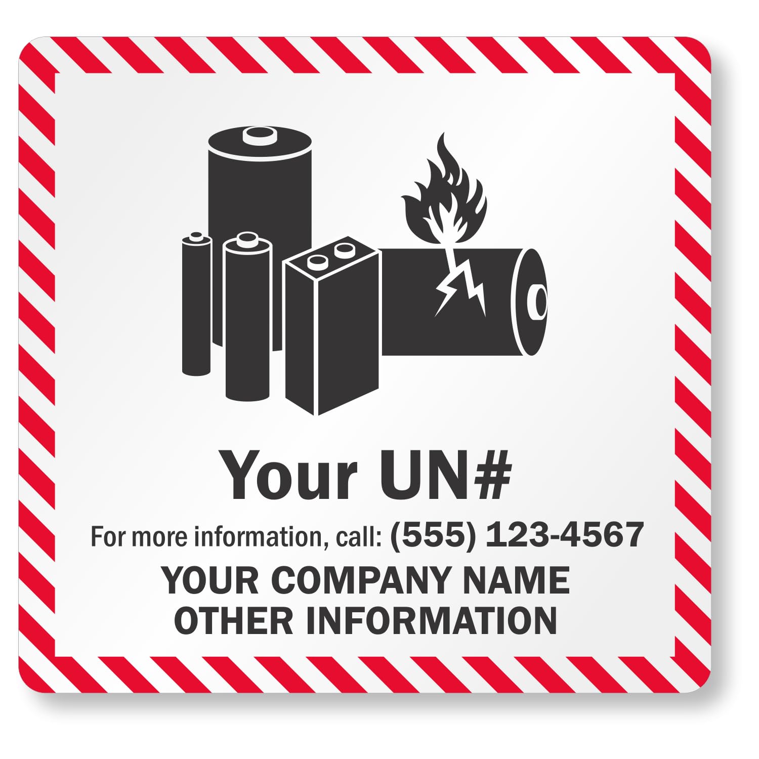 SmartSign Custom Lithium Battery Mark Labels - 100/Roll, 4.5" x 4.75" Shipping Labels for Business, Add UN#, Company Name & Details, Semi-Gloss Paper, Permanent Adhesive, Made in USA