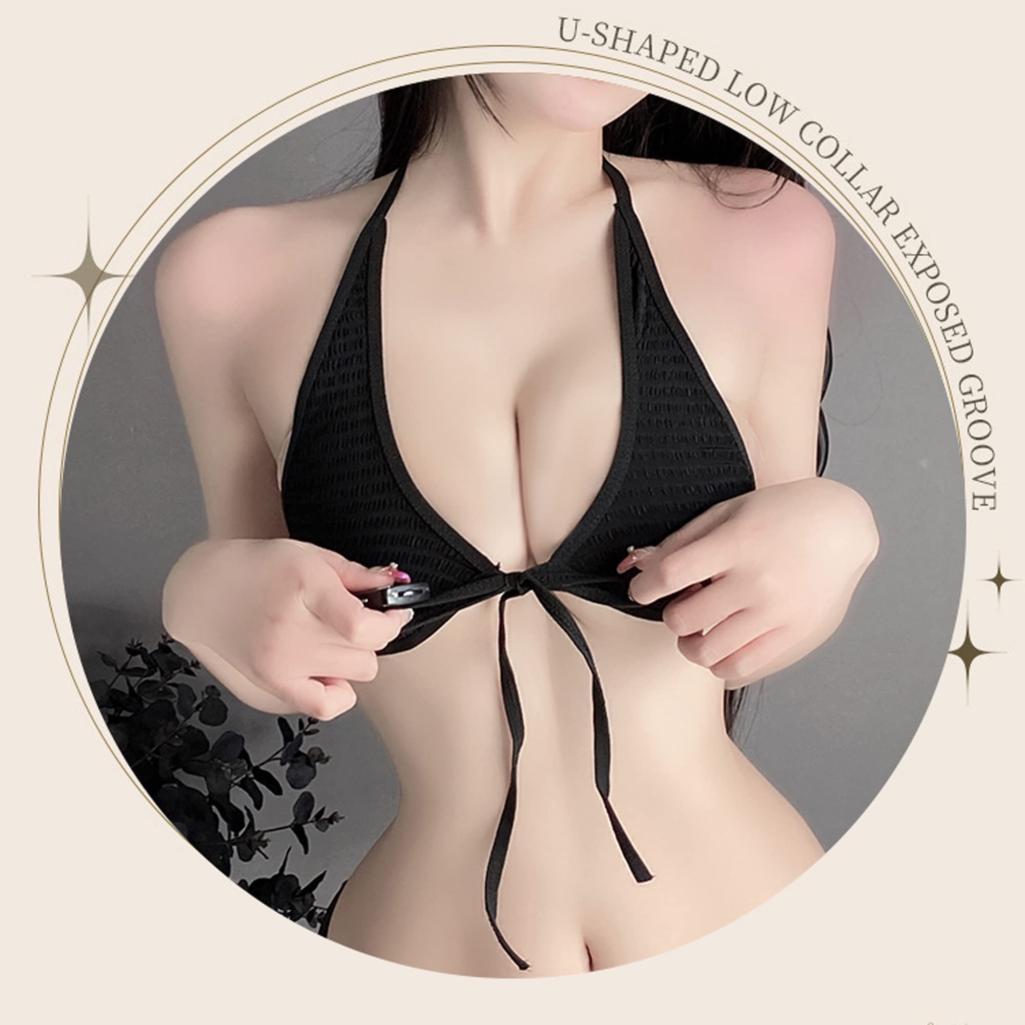 SINGUYUN Sexy Lingerie Set for Women Anime Bikini Cute Maid Outfit Bra Panties Cosplay Japanese Lolita Underwear: 2655black