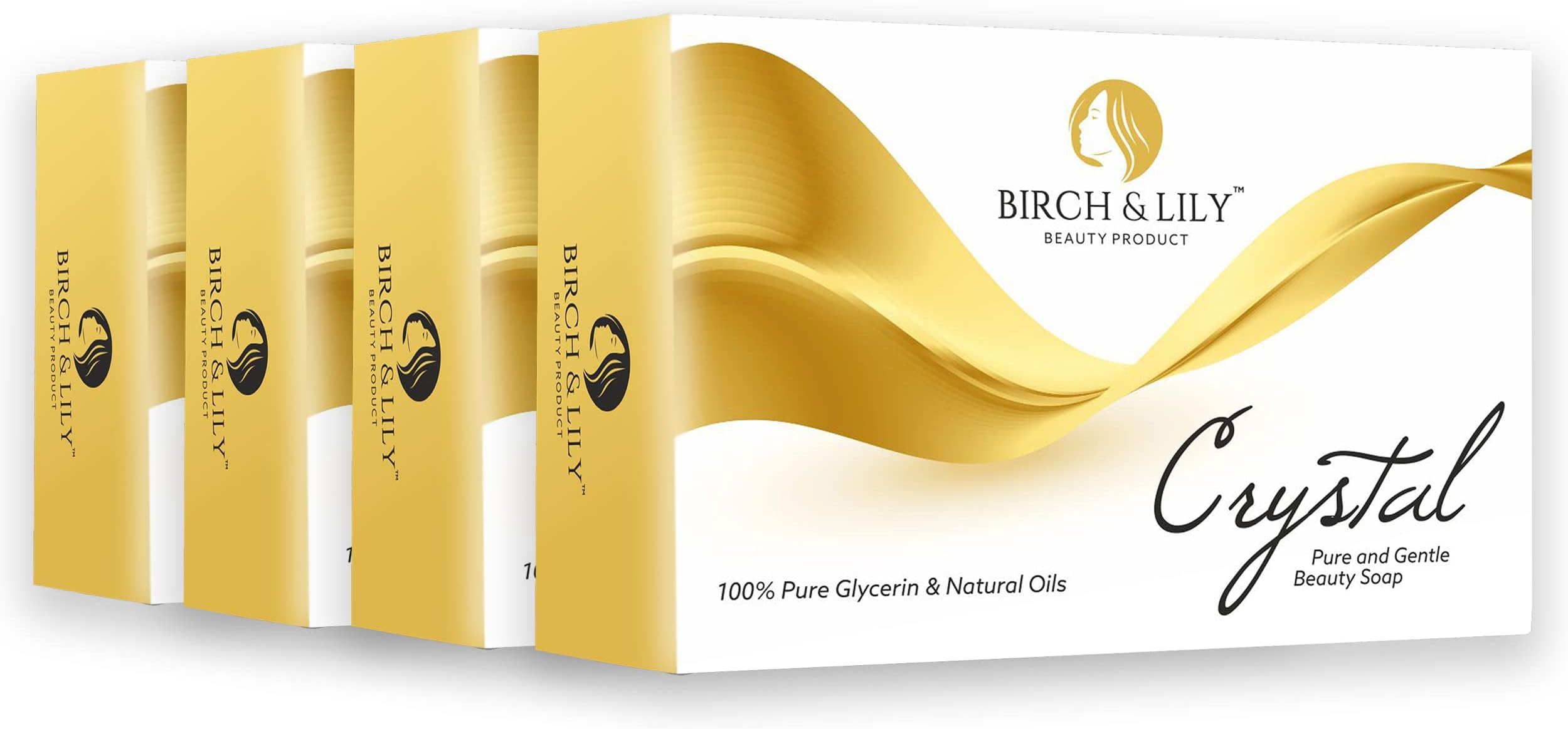 Birch & Lily Crystal Soap For Bath - 75gm (Pack of 4) | 100% Pure Glycerin & Natural Oils | Whitening, Deep Cleansing & Refershing | For All Skin Types