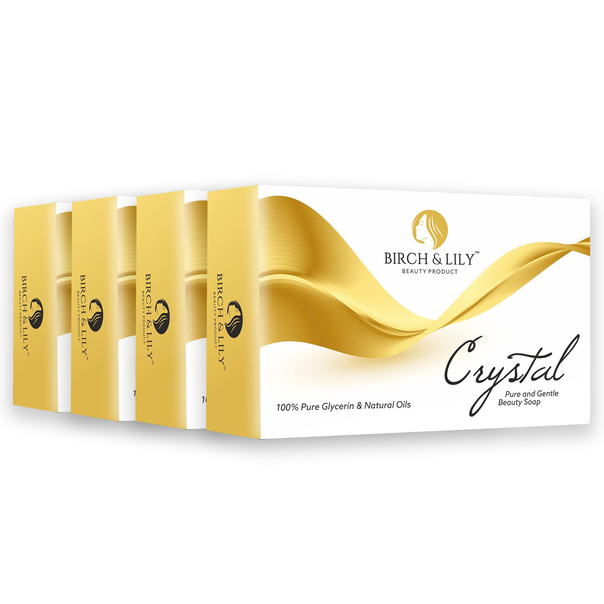 Birch & Lily Crystal Soap For Bath - 75gm (Pack of 4) | 100% Pure Glycerin & Natural Oils | Whitening, Deep Cleansing & Refershing | For All Skin Types