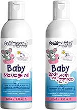 Organic Baby Care Combo | Body Wash & Shampoo + Cold-Pressed Baby Massage Oil | Tear-Free, Ayurvedic Herbal Formula | Dermatologist-Tested | Combo of 2, 100 ml Each, Pack of 2