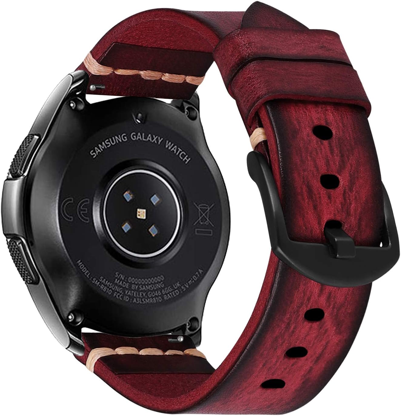 22mm Watchband Galaxy Watch 46mm Leather Band Compatible with Samsung Galaxy Watch 3 45mm Gear S3 Frontier Classic Replacement Strap Huawei GT 2 46mm