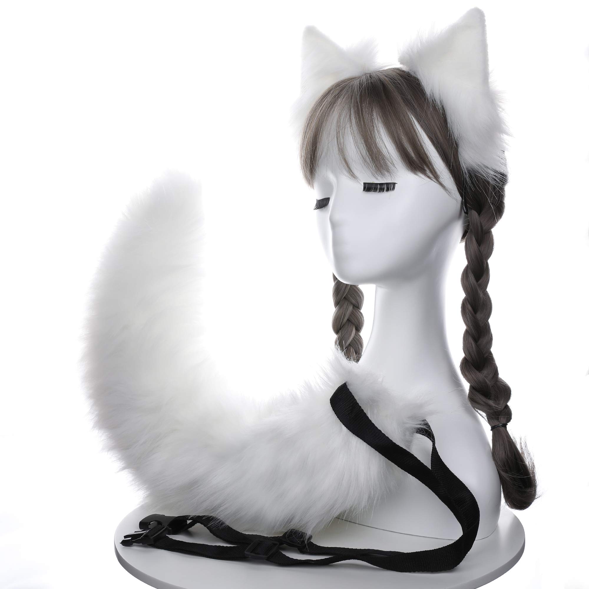 きつねのしっぽ♪ コスプレ きつね 狐の尻尾と耳のセット キツネ しっぽ 75cm 白