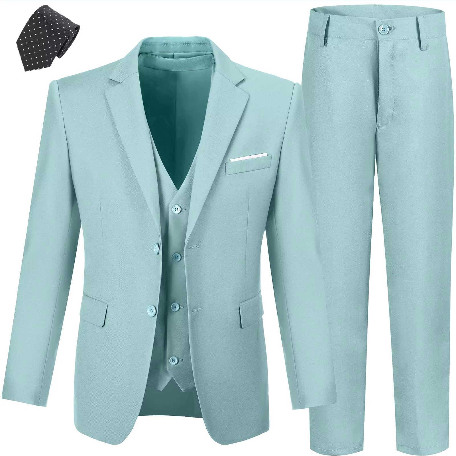 Boys' Suit Kids Formal Tuxedo Suits for Boys Wedding Outfits Dress Vest Pants Suspenders Set Adjustable Waist