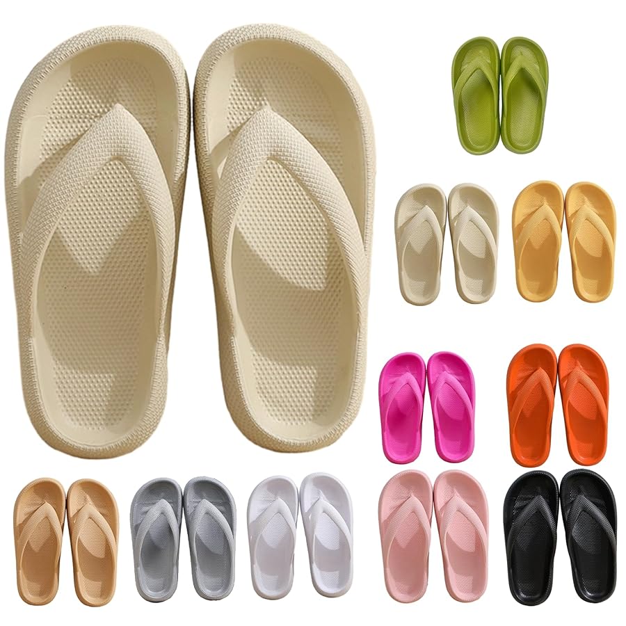 Amazon.com | Cloudies Flip Flops for Women, Slippers with Ultra Soft Arch  Support Non-Slip, Soft Slides Sandals for Indoor and Outdoor (Beige, Adult,  Women, 6, Numeric Range, US Footwear Size System, 7,