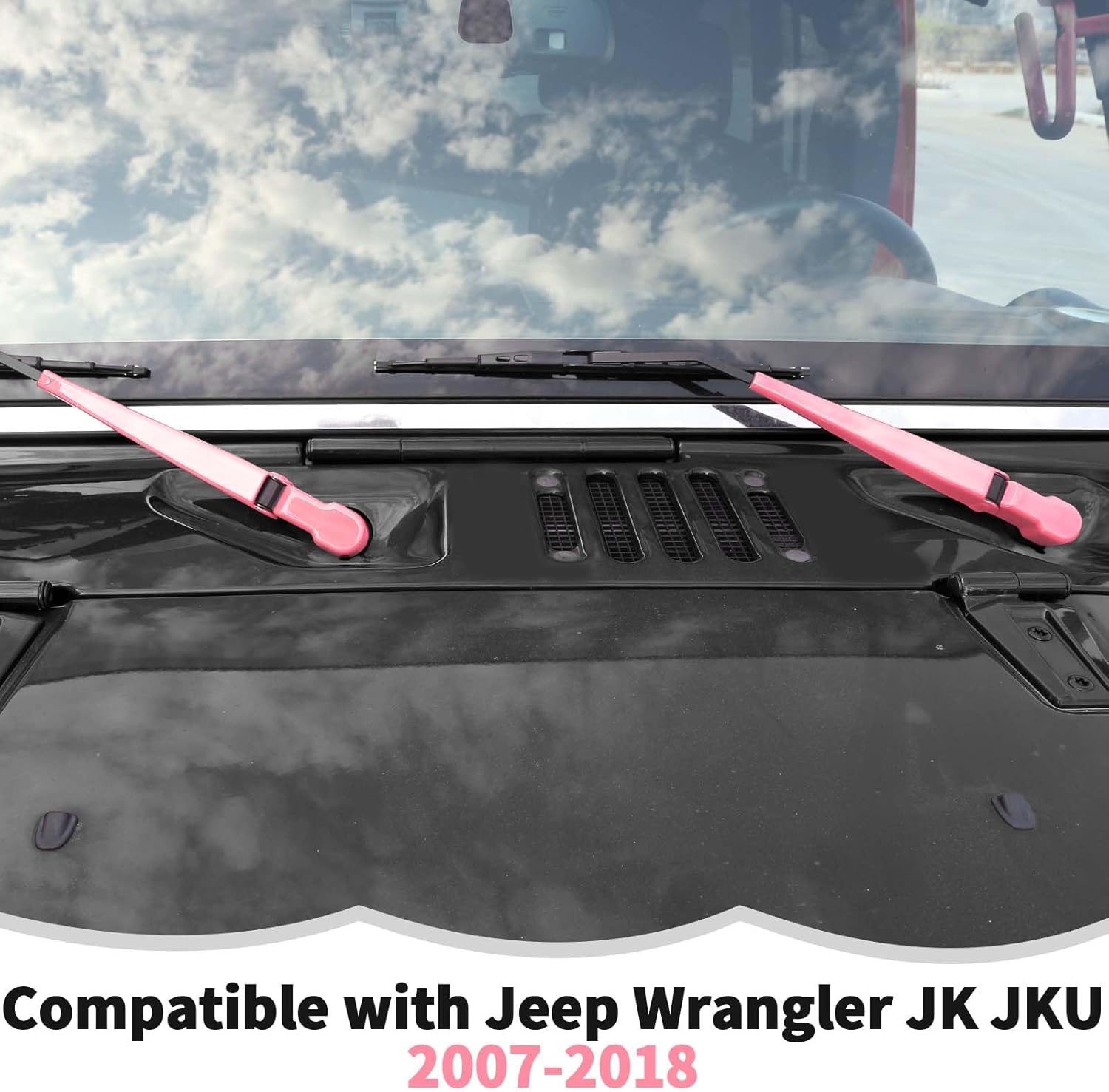 RT-TCZ Front Window Wiper Arm Blade Windshield Wiper Blades Trim Cover Decoration Exterior Accessories Compatible with Jeep Wrangler JK JKU 2007-2018,Pink