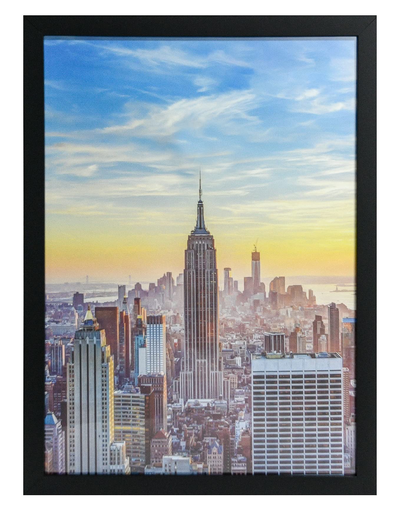 Frame Amo 15x21.25 Black Modern Picture or Puzzle Frame, 1 inch Wide Border, Smooth Wrap Finish, Acrylic Face