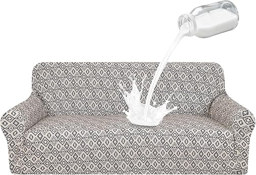 Miniatura 1 de ALIECOM Funda 100% impermeable para sofá de 3 cojines, funda para sofá apta para mascotas, lavable para perros, funda elástica con estampado,