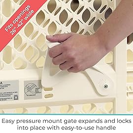 Toddleroo by North States - Supergate Ergo Baby Gate: Plastic Baby Gate for Stairs & Doorways - Adjustable Indoor Safety Gate - Made in USA - 26 to 42 Inches Wide - 26 Inches Tall - Ivory
