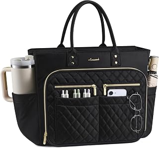 LOVEVOOK Tote Bag for Women, Teacher Nurse Work Laptop Bag, Quilted Bible Computer Shoulder Bag for Business Travel College