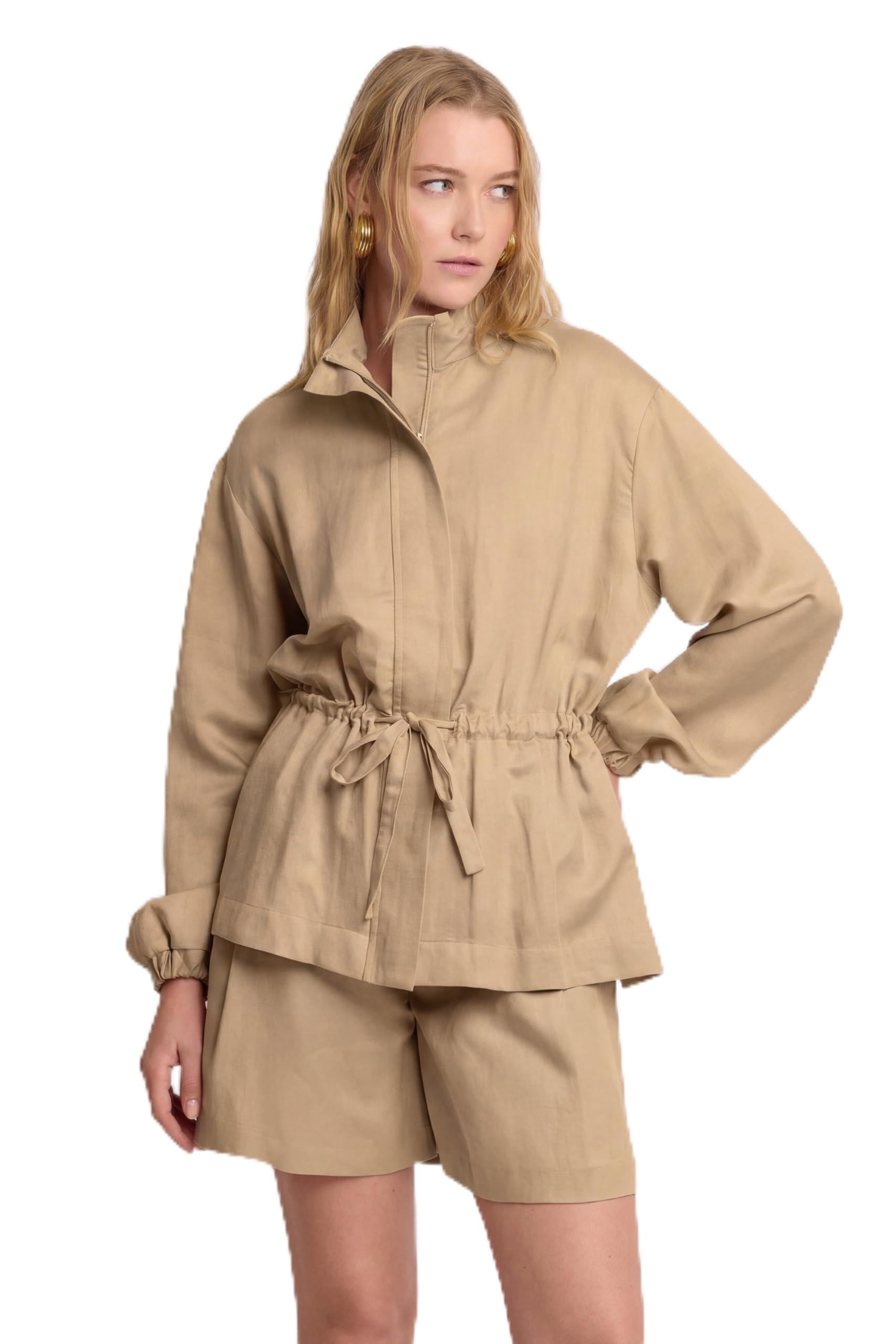 Veste saharienne femme Kocca légère col chemise veste unie mi-saison