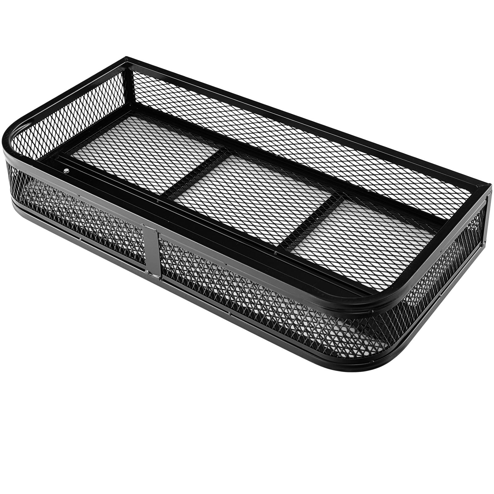 GYMAX Autogepäckkorb, ATV Frontladekorb/Heckablagekorb aus Metall, hängende Aufbewahrungskörbe, Leichter Transportkorb, Schwarz (Frontgepäckkorb: 92 x 44 x 16,5cm)