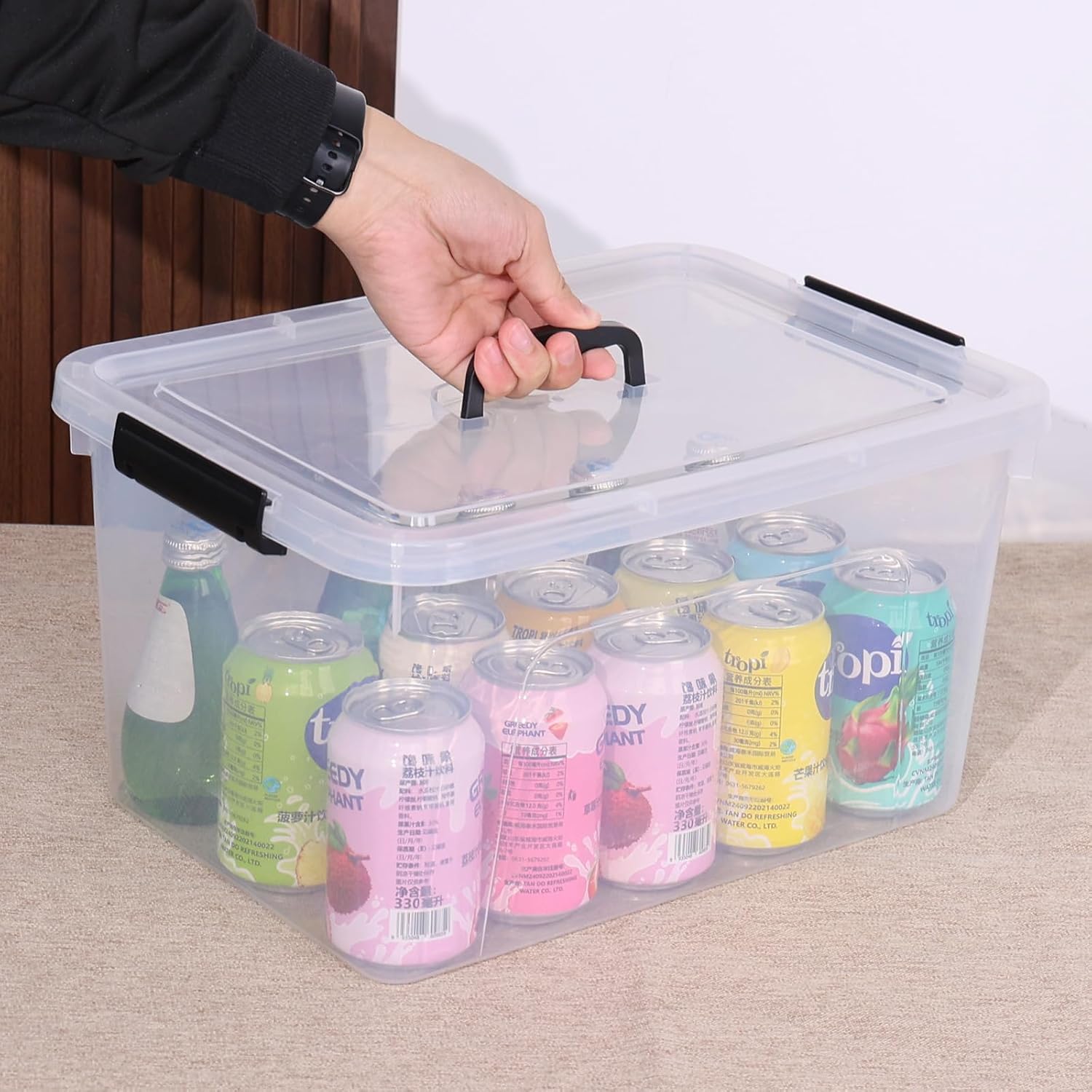 20 Quarts Plastic Storage Latches Box with Lid, Clear Latching Storage Bin, 4 Packs