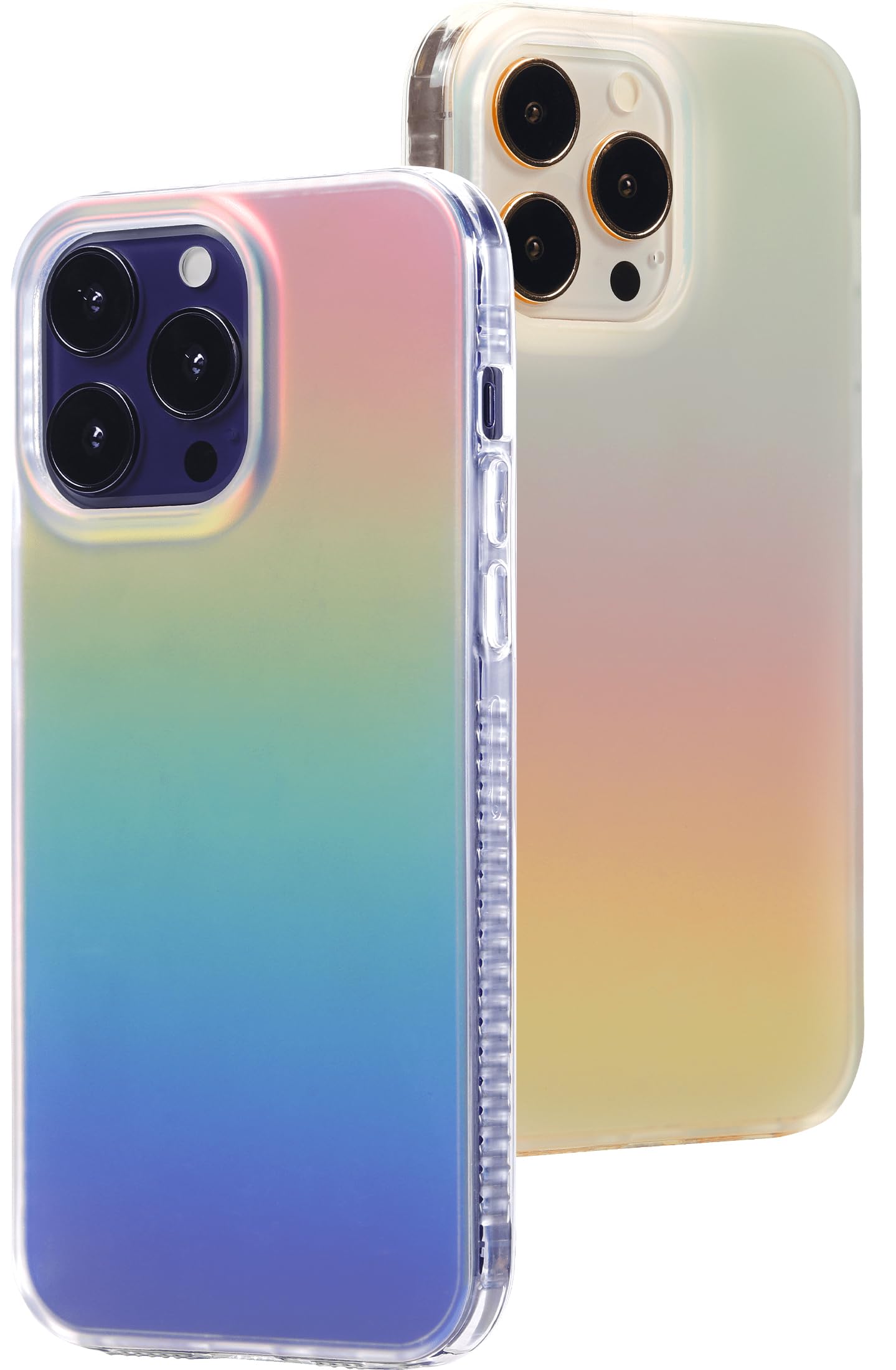 LONLI HUE - for iPhone 14 Pro (6.1") - Translucent Rainbow Matte Cute Phone Case for Women, Girls and Men