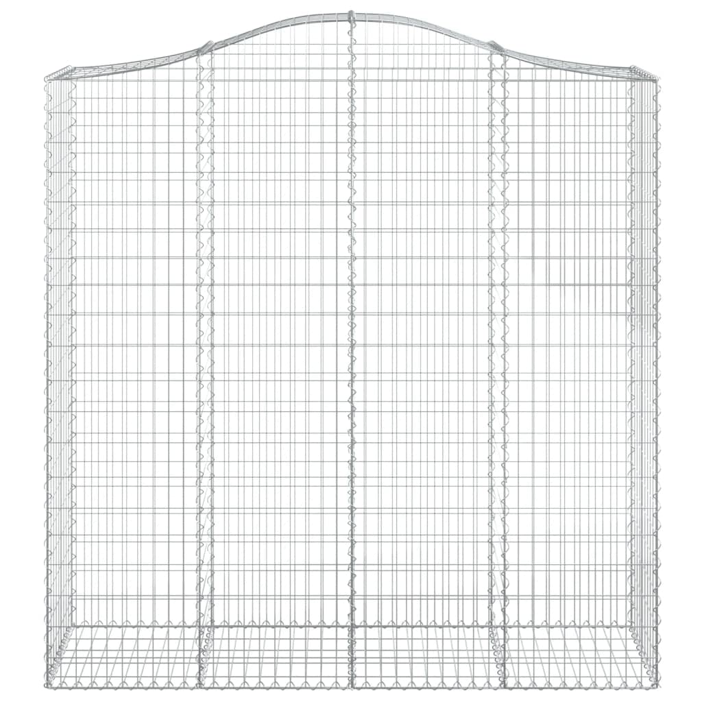 Gavión con arco alto, 200 x 50 x 200/220 cm, hierro galvanizado, plata | Malla metálica decorativa para patio y patio trasero, protección visual sin piedras para llenar con ganchos.