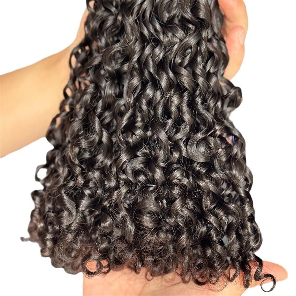 12A Double Weft Pixie Bouncy Curly Human Hair 1 Bundle Burmese Unprocessed Brazilian Raw Virgin Hair Quick Weave Extensions Natural Color Hair Extensions(12 Inch)