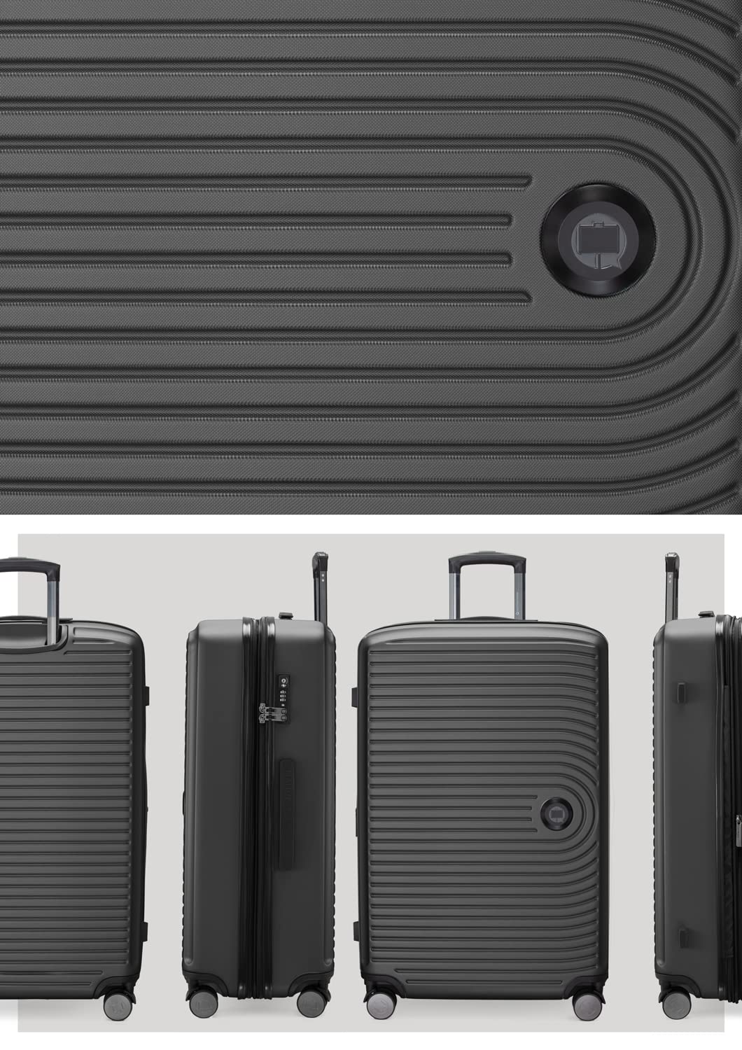 HAUPTSTADTKOFFER - MITTE - Grande Maleta, Extensible, Equipaje rígido con ampliación de Volumen de 8 cm, TSA, 4 Ruedas Dobles engomadas, 77 cm, 130 litres, Grafito
