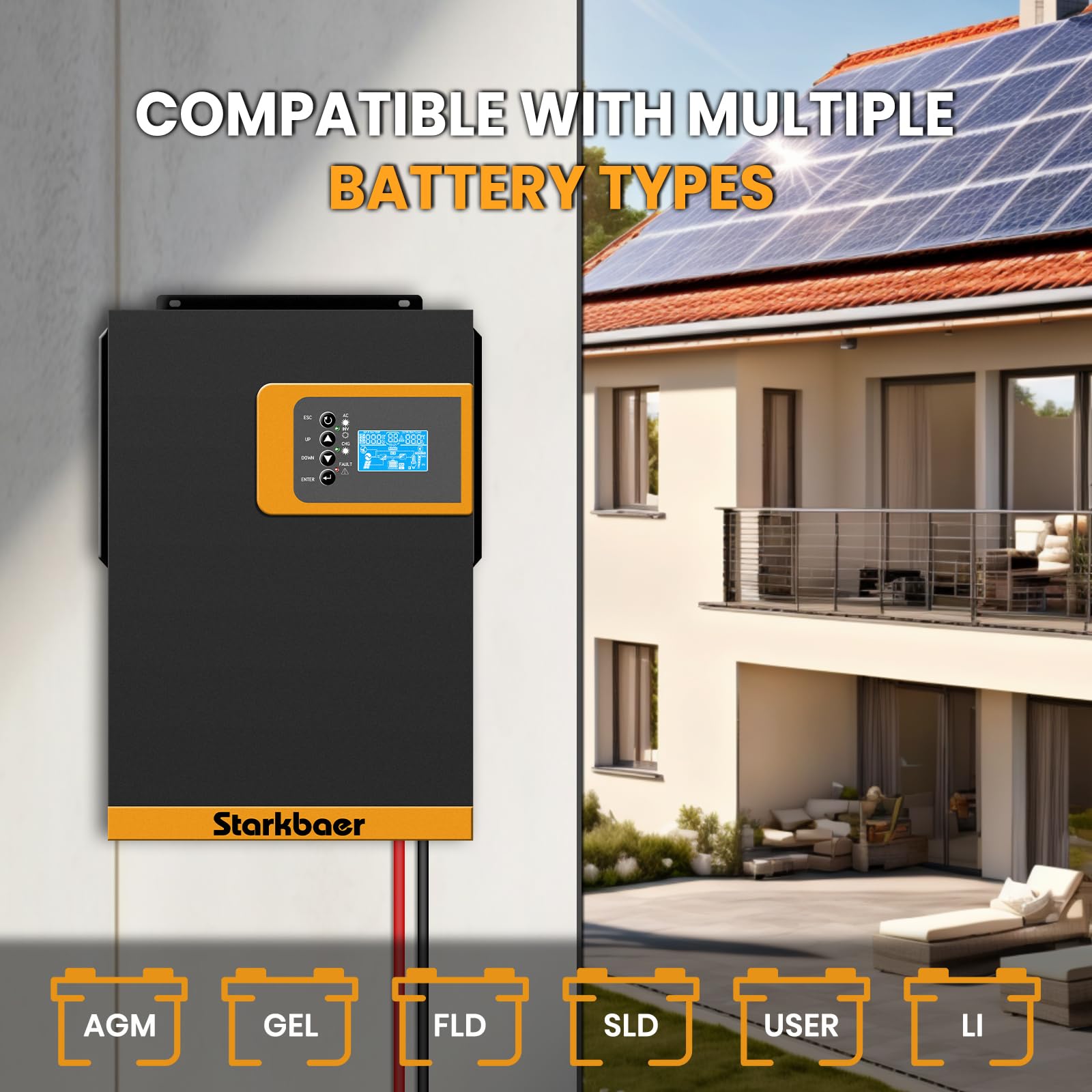 Inversor Solar Hibrido 24v a 230v 3500w, Cargador Solar MPPT 100A, Onda Pura Off-Grid Cargador de Prioridad de Red Regulador for Híbrida, Utilidad, Solar(Compatible Módulo WiFi) (3500W24V)