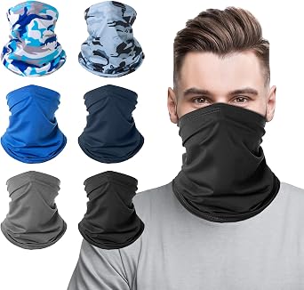 Bandana Headband, 6 Pack Washable Face Coverings Neck Scarf Headscarf, Multifunctional Protection Balaclava, Breathable Snood, Scarf Face Shield Headband Snood UV Resistence for Outdoors Sports