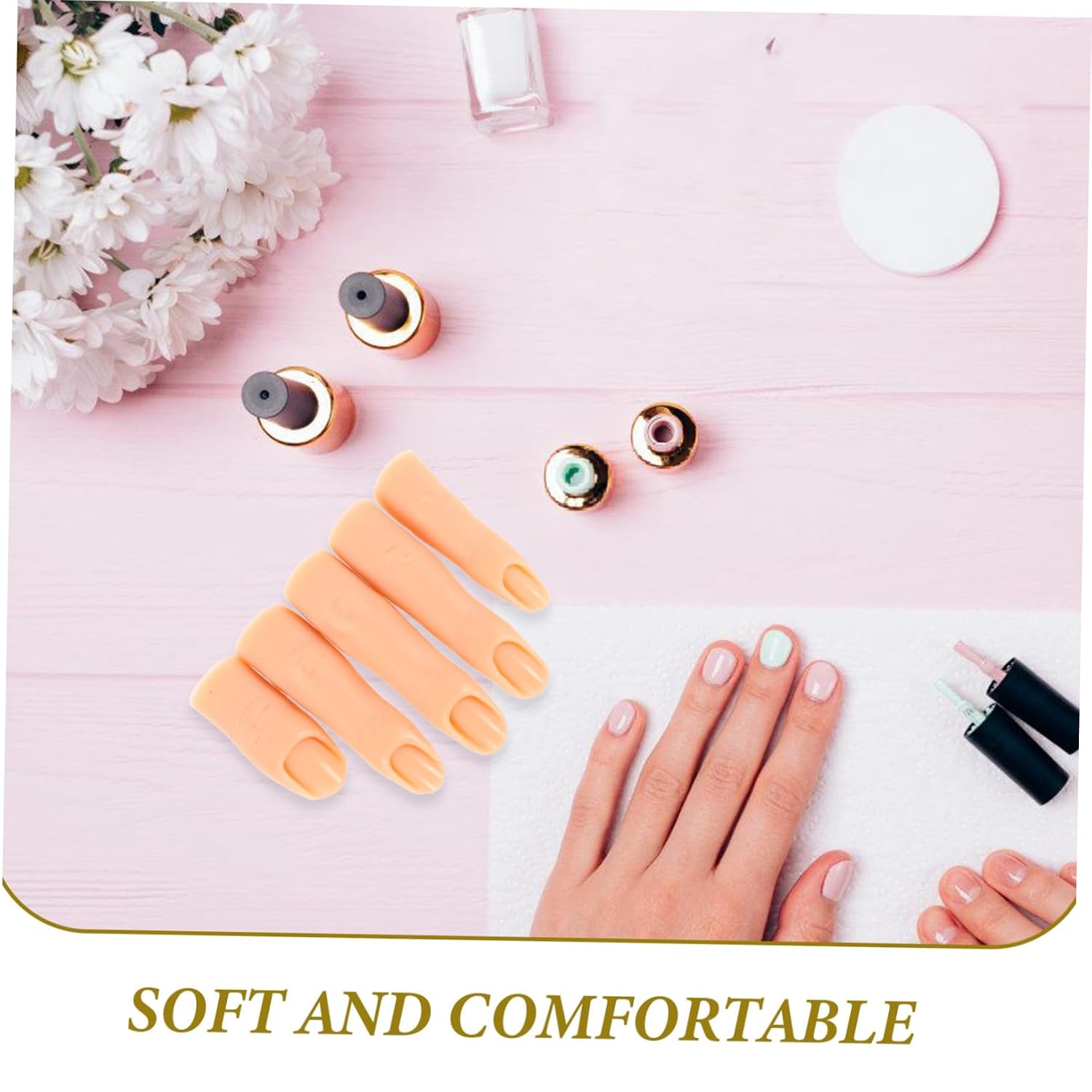 VALICLUD 5pcs Silicone Fake Hand Nail Practice Finger Joint for Manicure Training