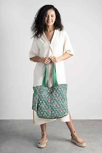 Miniatura 7 de Maison d' Hermine Shopping Bags Cotton Quilted Tote Bag with Zipper Pockets Small Pouch Reusable Grocery Bag Work Travel