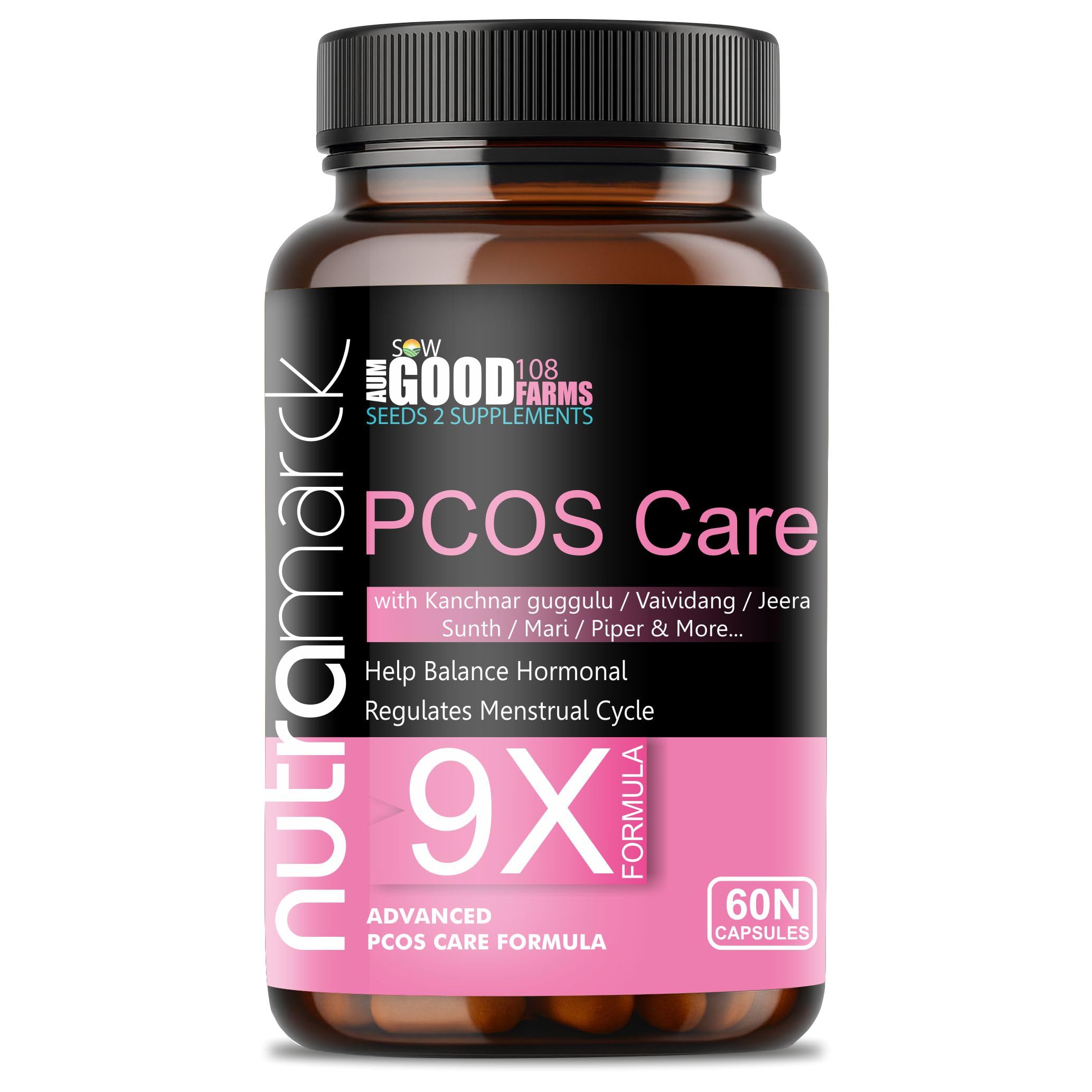 PCOS Care 9X Capsules | Ayurvedic Supplement for Hormonal Balance & Menstrual Regularity | Help Reduce PCOD Symptoms | Enriched with Kanchanar Guggul | (60 Count (Pack of 1))