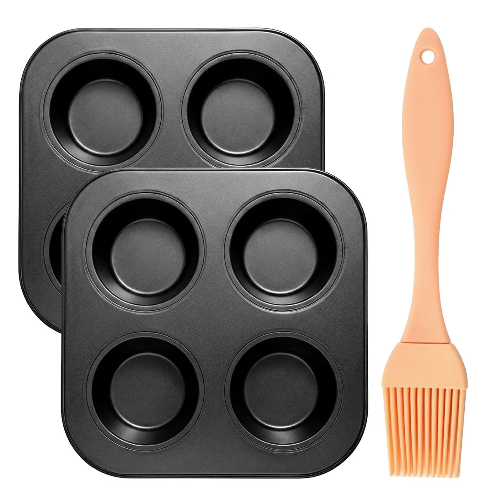Sotbnna 2 Pcs Muffin Tin Set, 4-Cup Non-Stick Muffin Trays and Cupcake Pans