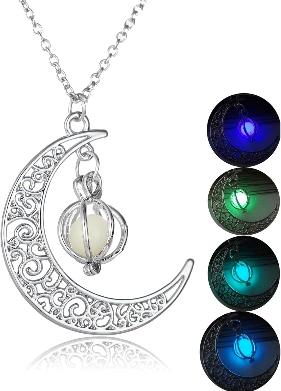 GIGB PBDK Moon Pendant Necklacefor Women,Luminous Series Moon Love Fluorescent Necklace Glow in the Dark Necklace - Image 2