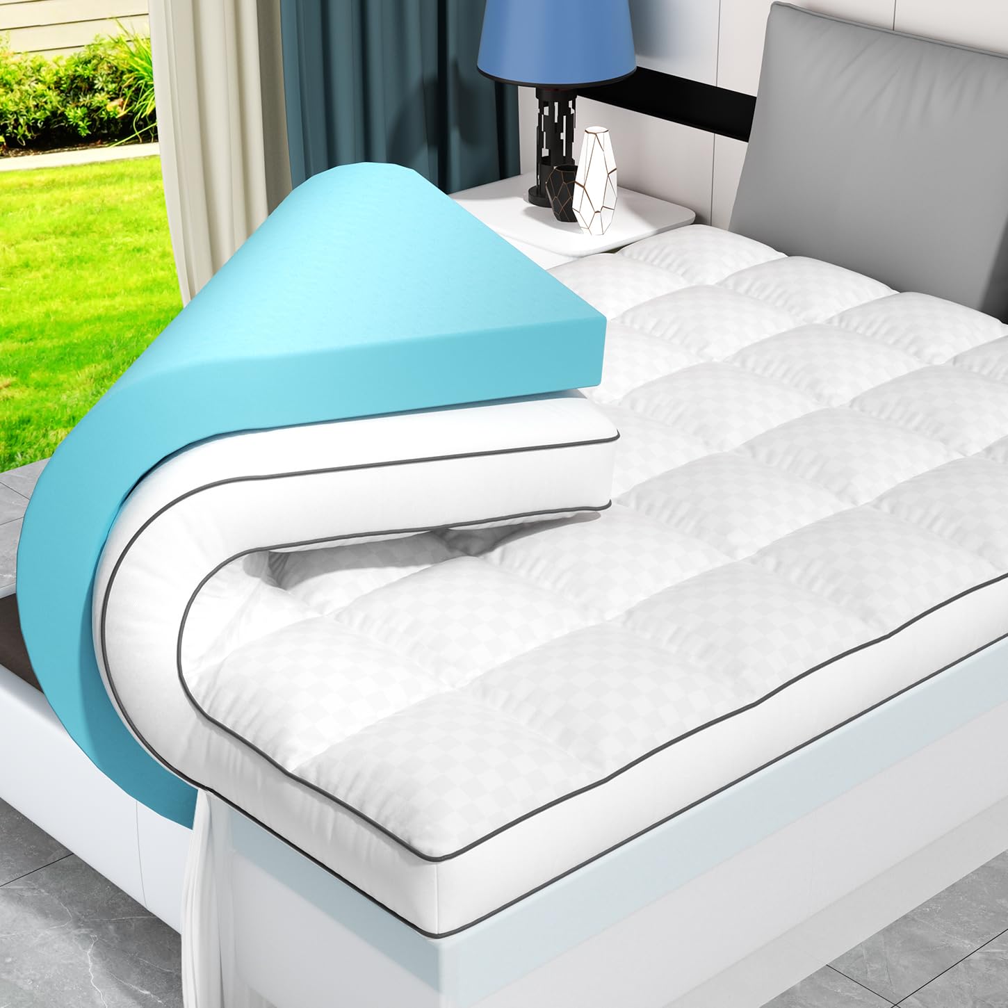 Dual Layer 4 Inch Memory Foam Mattress Topper King Size 2 Inch Cooling Gel Memory Foam 2 Inch