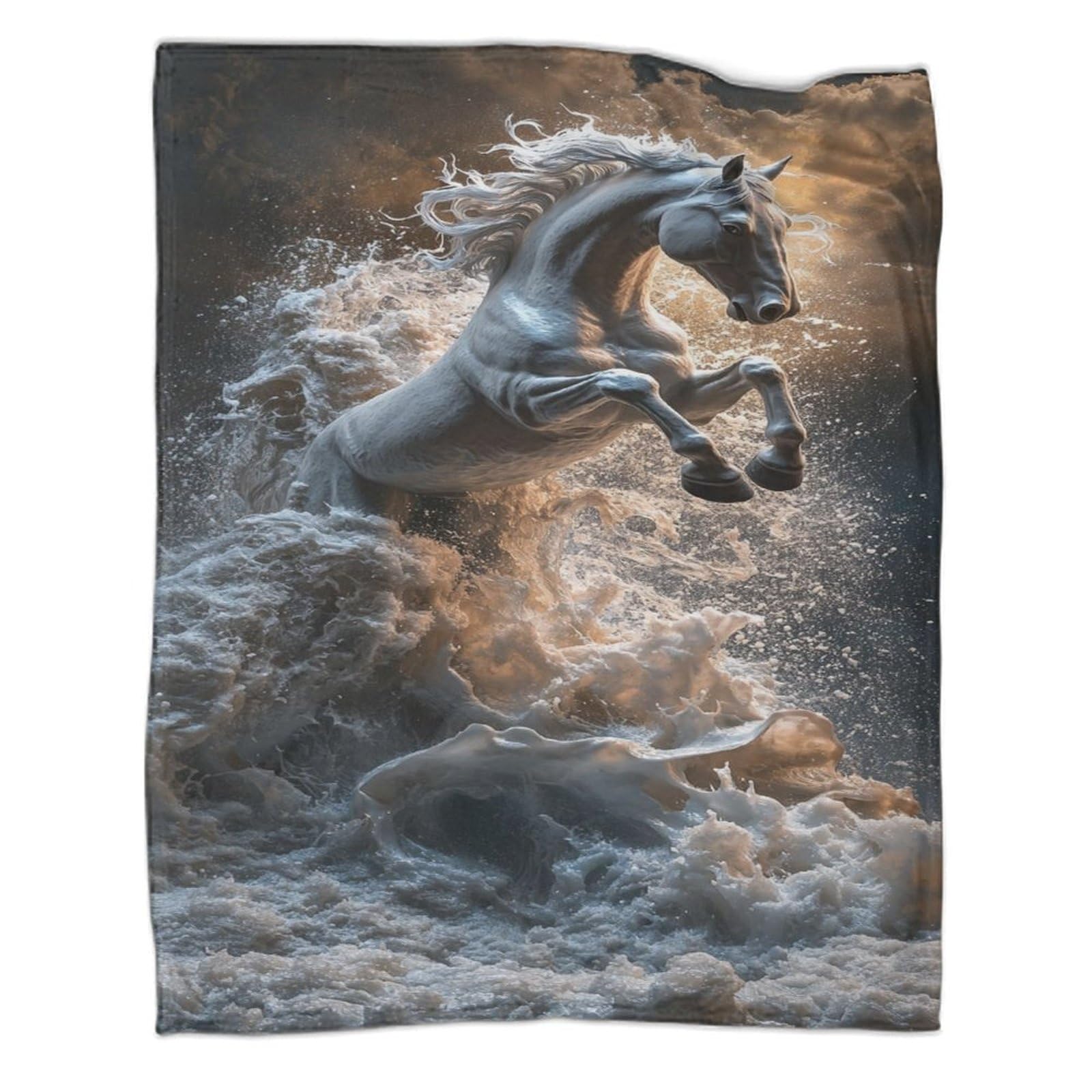 Couverture flanelle cheval anti-froid plaid pelucheux canapé 127x152 cm