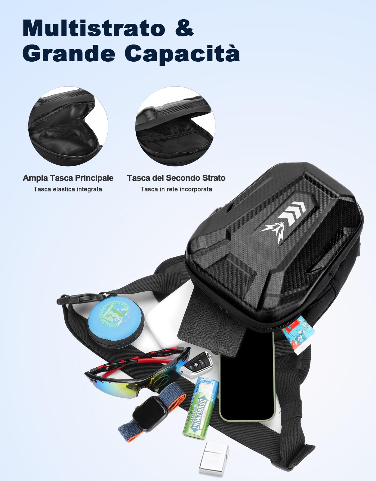 Marsupio Gamba Moto per Uomo & Donna, [Capacità Espandibile] Borsa Gamba Moto, [EVA Durevole] Borse Attrezzi con Jack per Cuffie & Cintura Regolabile per Ciclismo Trekking Pesc