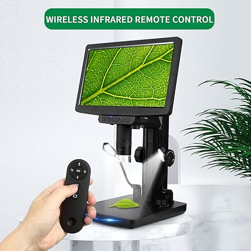 Miniatura 4 de KMDES Microscopio digital IPS de 7 pulgadas con pantalla, microscopio de moneda 1600X, microscopio de soldadura HD 1440P con luz, 10 luces LED