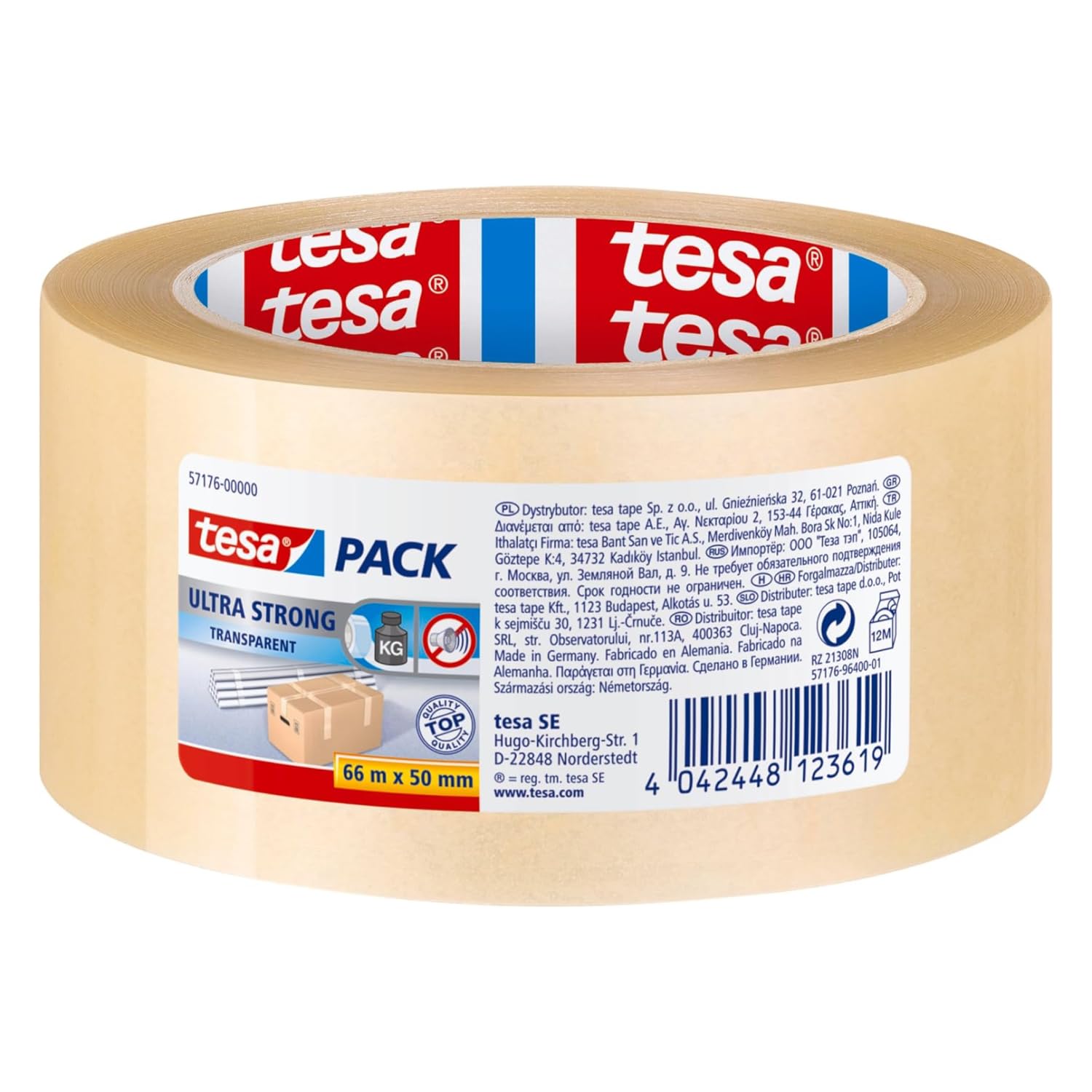 Ultra Strong Transparent Packaging Tape - 66m x 50mm, Transparent