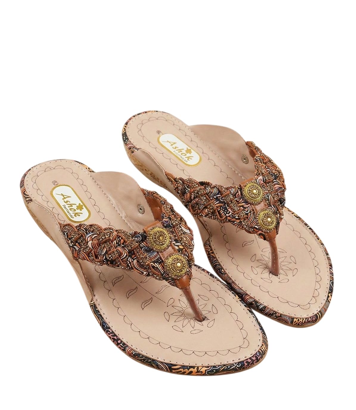 Leather Kolhapuri Flats for Women | Slip-On Flat Sandals with Comfortable Footbed & Durable Sole | Open Toe Casual Footwear for Daily, Ethnic Outfits & Everyday Fashion (Multicolor)-image-29