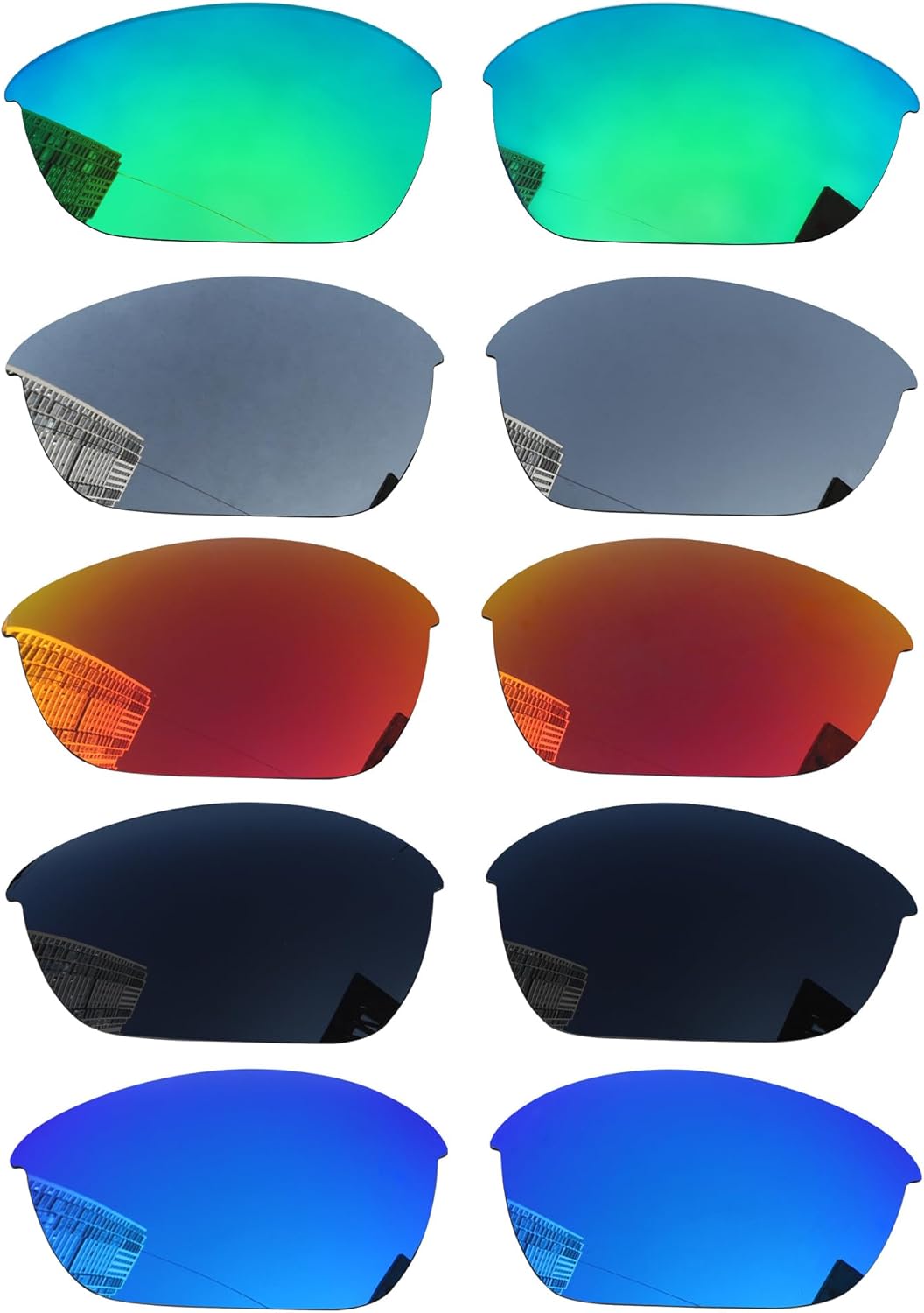 Acefrog 5 Pairs Polarized Replacement Lenses for Oakley Half Jacket 2.0 (OO9144) Sunglasses, Perfectly Fit, Shatterproof, Anti-scratch, Value Pack