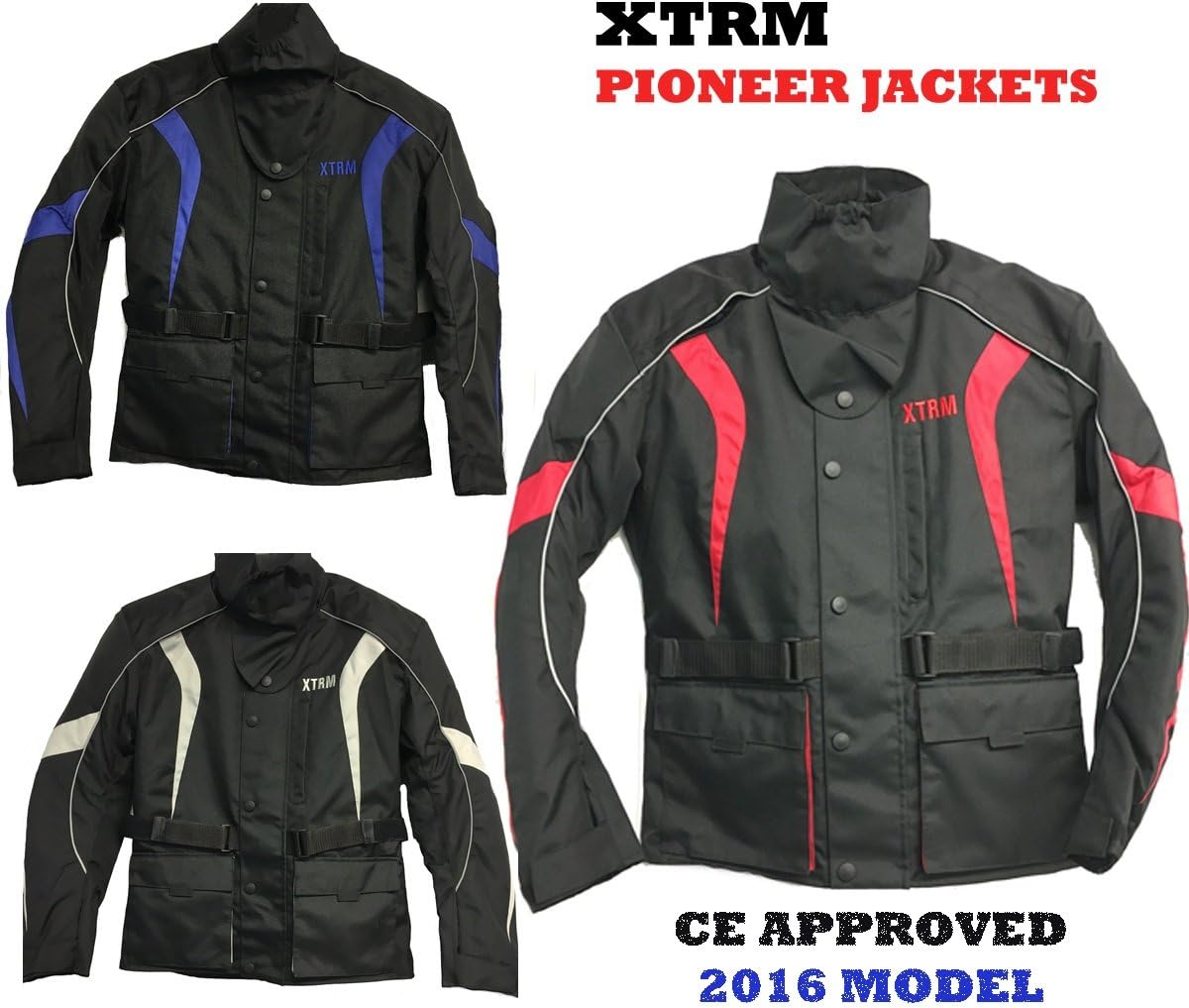Motorbike Motorcycle Men's Touring Jackets XTRM Waterproof Armoured CE Approved All Weather Adult Jackets New 2 Colours (Black/Blue, XL)