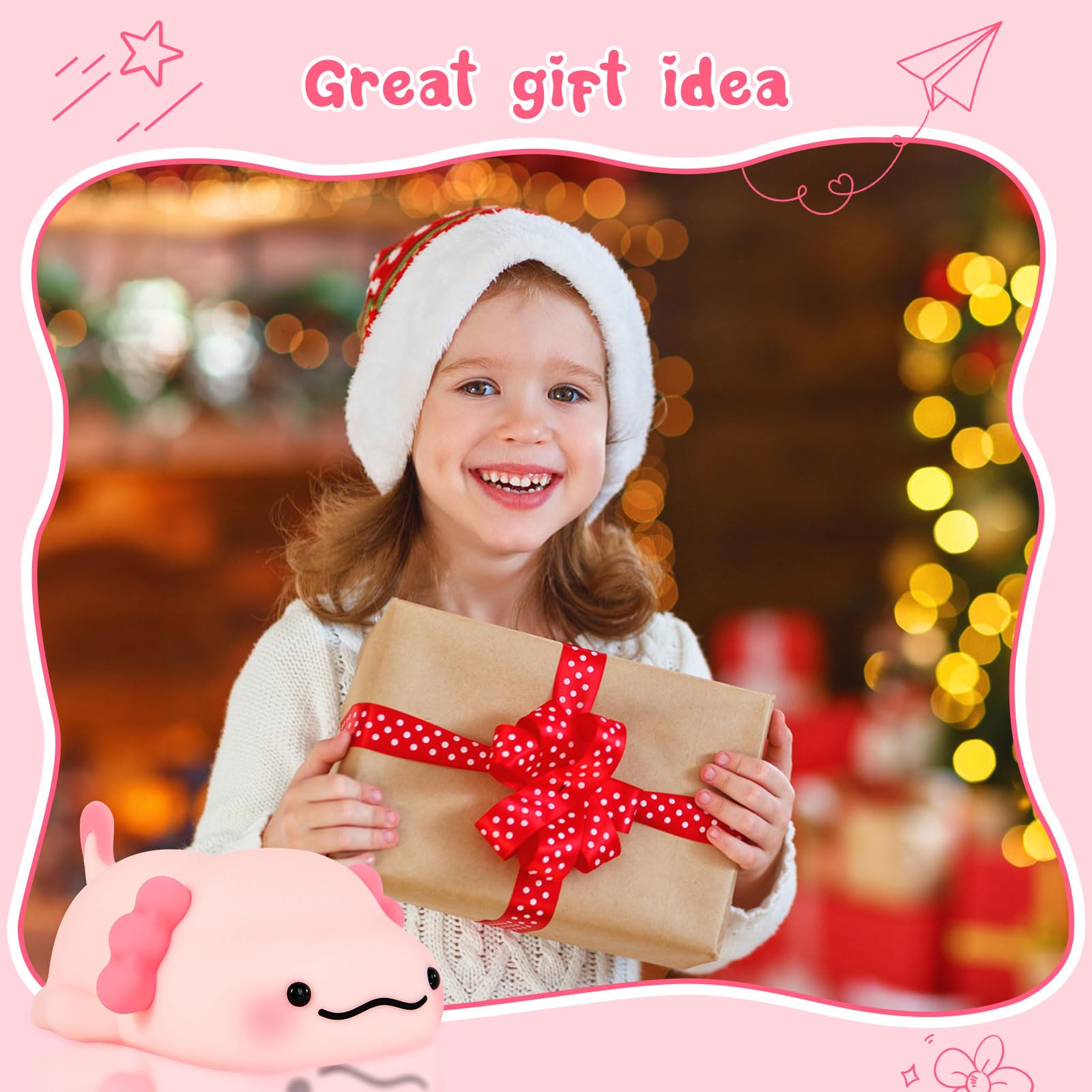 Axolotl Nachtlicht für Kinder, Tier-Silikon-Kinderzimmer-Nachtlampe, wiederaufladbare Tischlampe, Nachttischlampe, niedliche Raumdekoration, Licht für Schlafzimmer, Wohnzimmer, Esszimmer