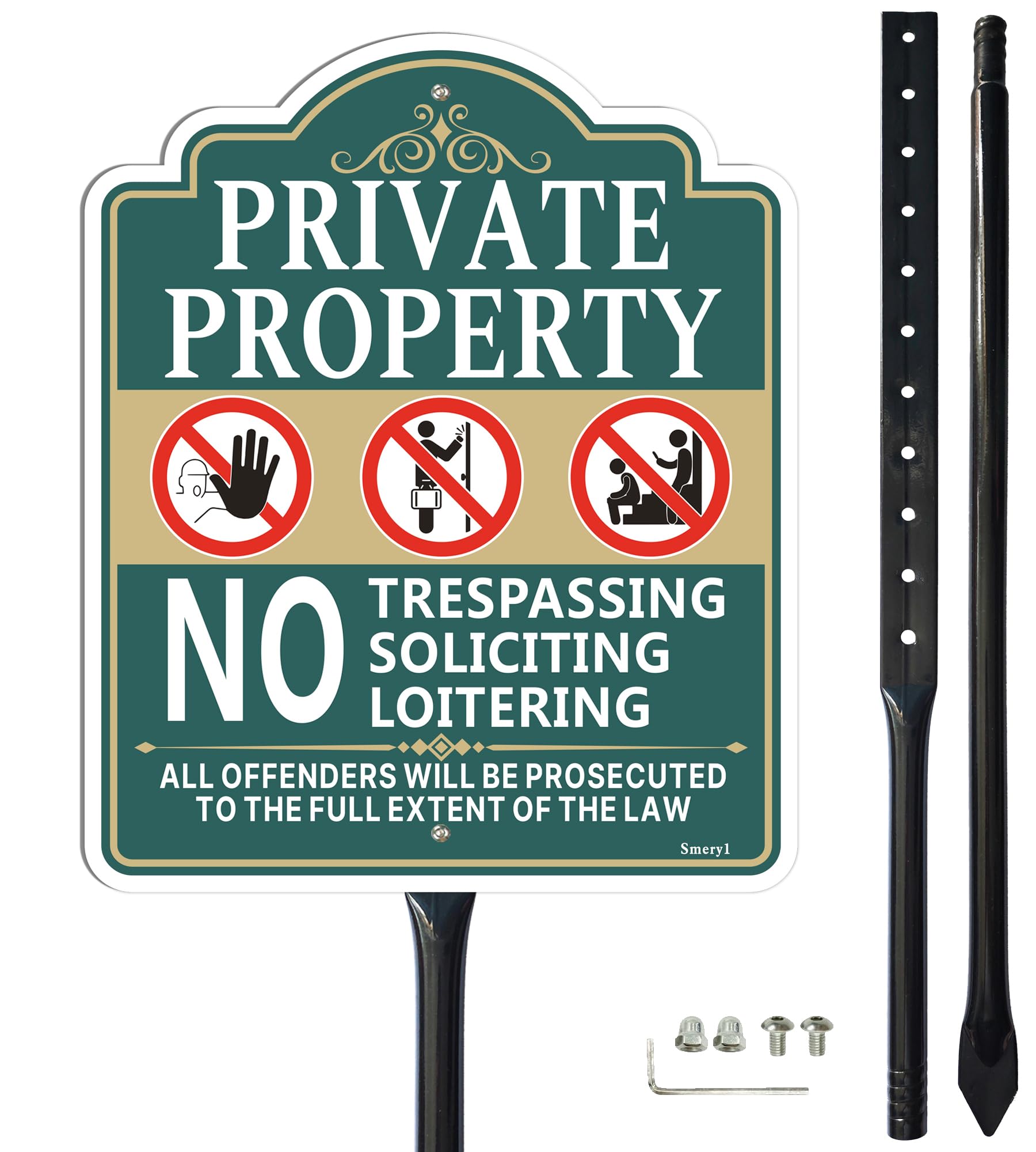 Panneau Private Property en métal durable et piquet haute visibilité