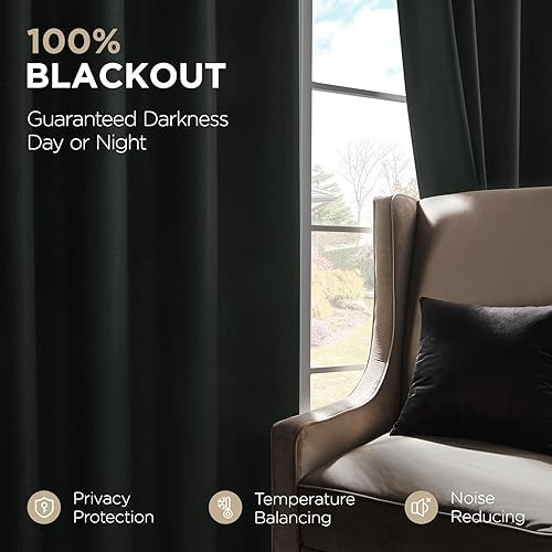 Miniatura 3 de Joydeco - Cortinas opacas negras de 84 pulgadas de largo - Cortina de lino 100% opaca para dormitorio, con bolsillo para cortinero y lengüetas