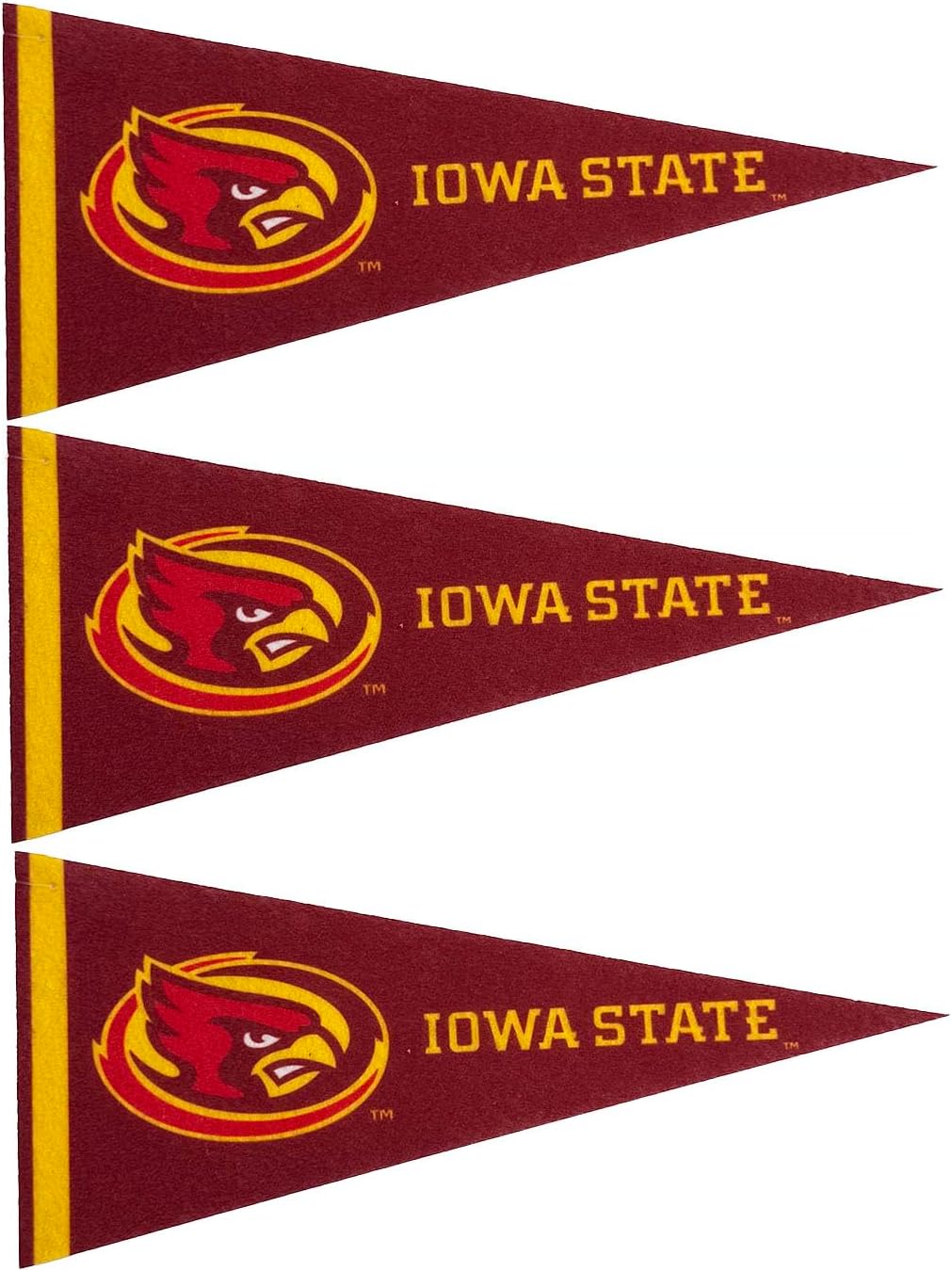 Iowa State Mini Pennants - Size: 4" x 9" - Officially Licensed - 3 Pennants Per Pack