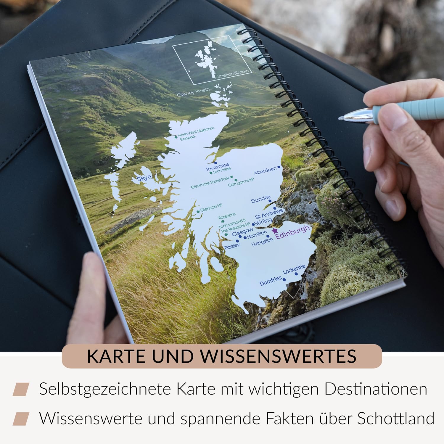 Tagebuch Schottland | Abwechslungsreiches Reisetagebuch zum Ausfüllen | Notizbuch für 3 Wochen Individualreise | Reiseplaner zum Ausfüllen | Gestalte deinen eigenen Schottland Reiseführer | DIN A5