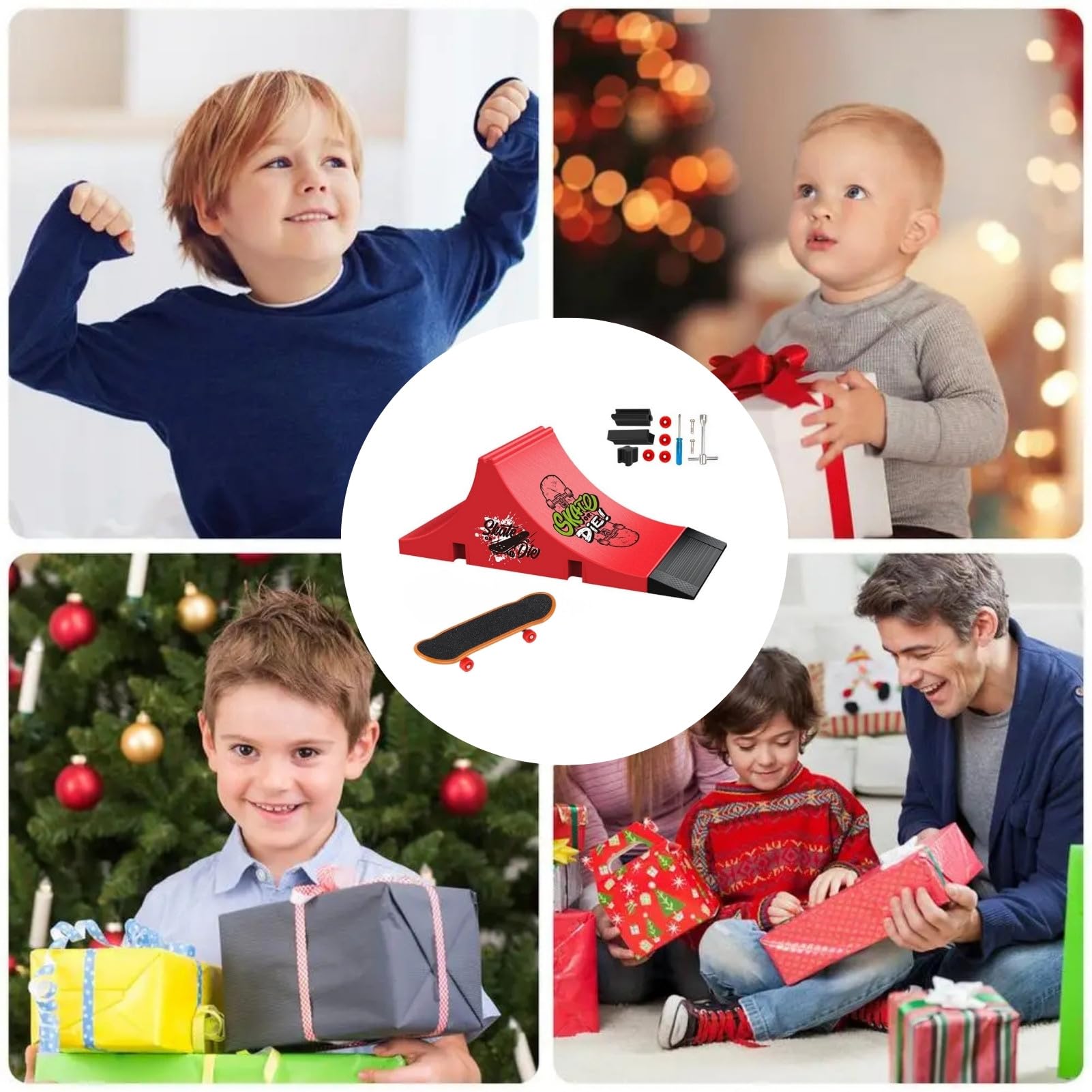 Set di Fingerboard e Rampa, Mini Skateboard da Dita con Rampa e Accessori, Fai da te Tech Deck Fingerboard Park Kit Regalo per Bambini (E)